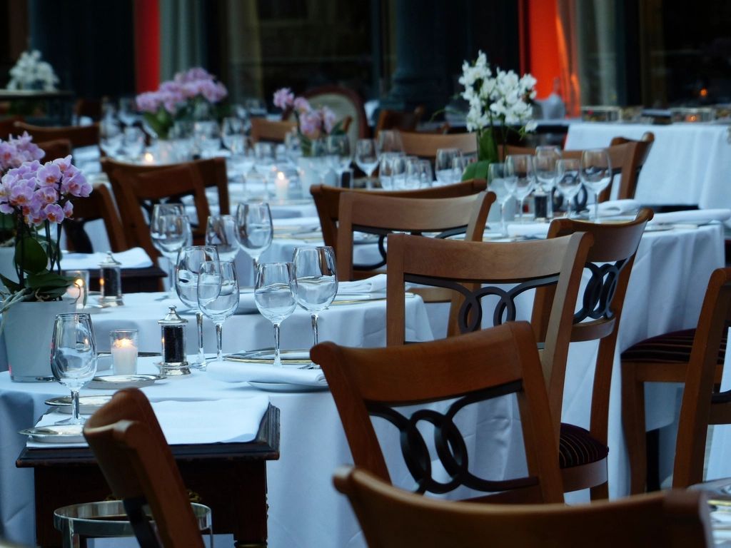 The dining room, laid for service