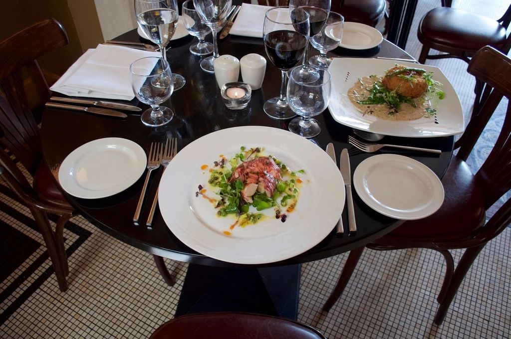 The dining room, laid for service